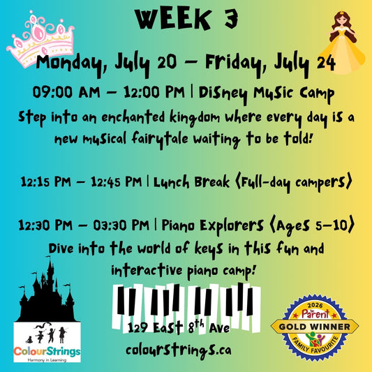 Week 3: Disney Music Camp + Piano Explorers - Mon Jul 20th - Jul 24th